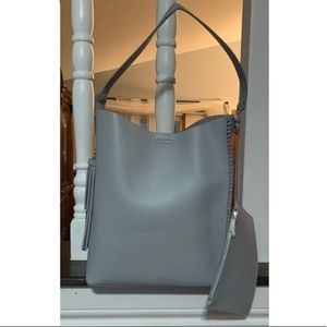 NWOT New York and Company Woven Grey Large Tote and Pencil Case Bag